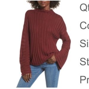 Nordstrom Mock Neck Rib Sweater Wine